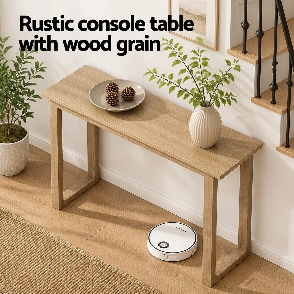 Console Table 110CM Pine Wood Grain Minimalist Design Storage Entryway Hallway