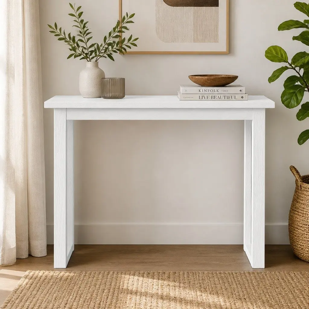 Console Table 110CM White Minimalist Design Entryway Hallway Living Room Storage