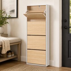 Shoe Rack Cabinet 24 Pairs Storage 4 Drawers 8 Tier Adjustable Shelves 160cm