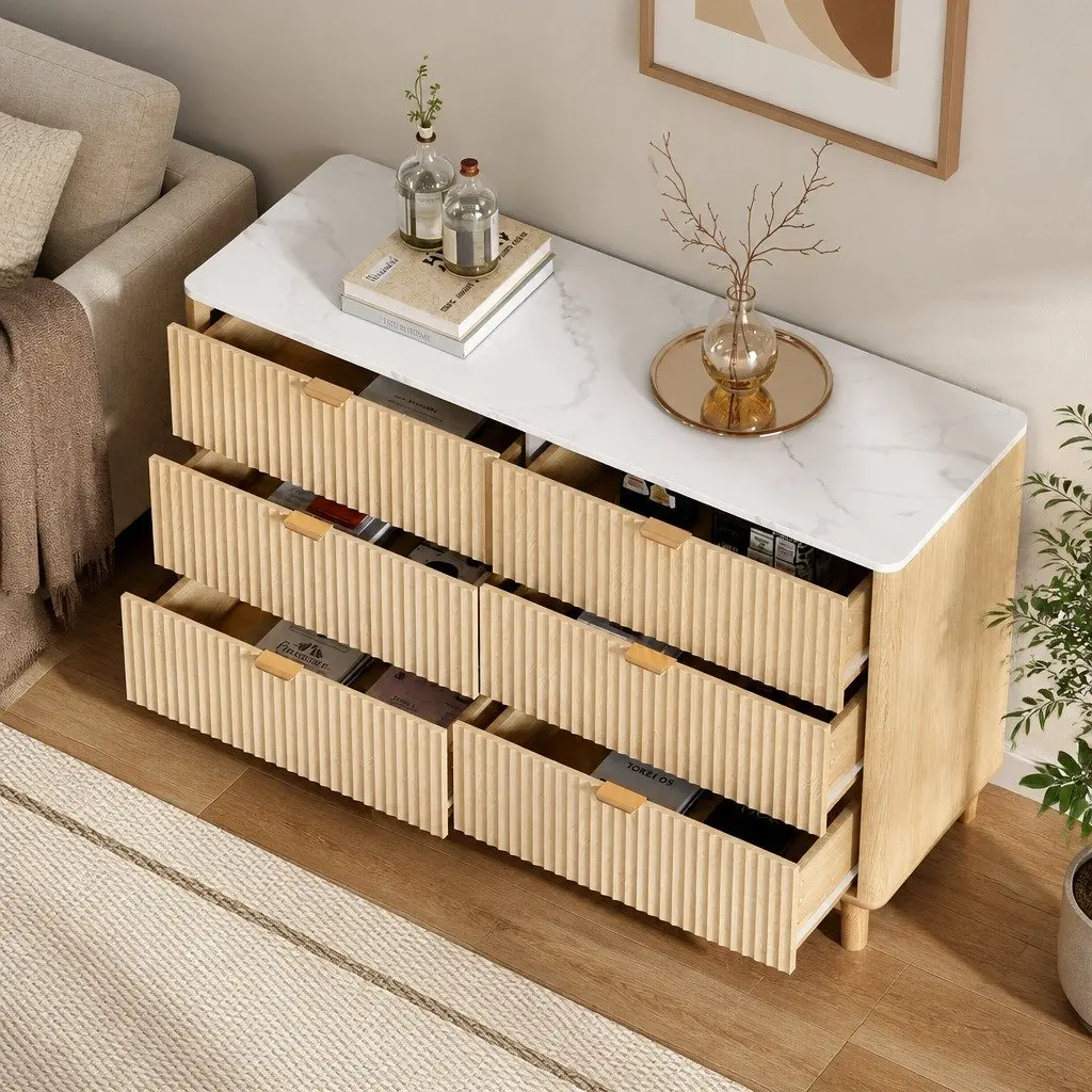 6 Drawer Chest of Drawers Pine Wooden Storage Cabinet Bedroom Furniture