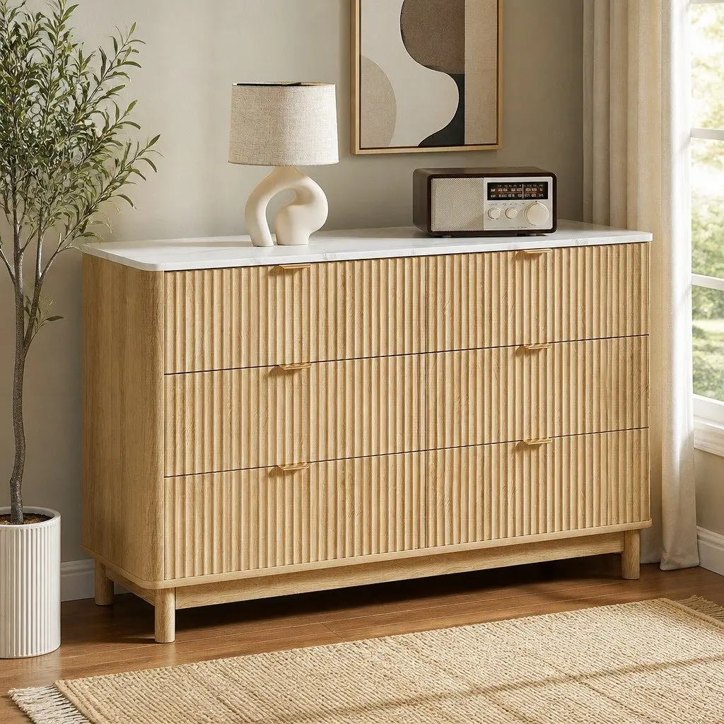 6 Drawer Chest of Drawers Pine Wooden Storage Cabinet Bedroom Furniture