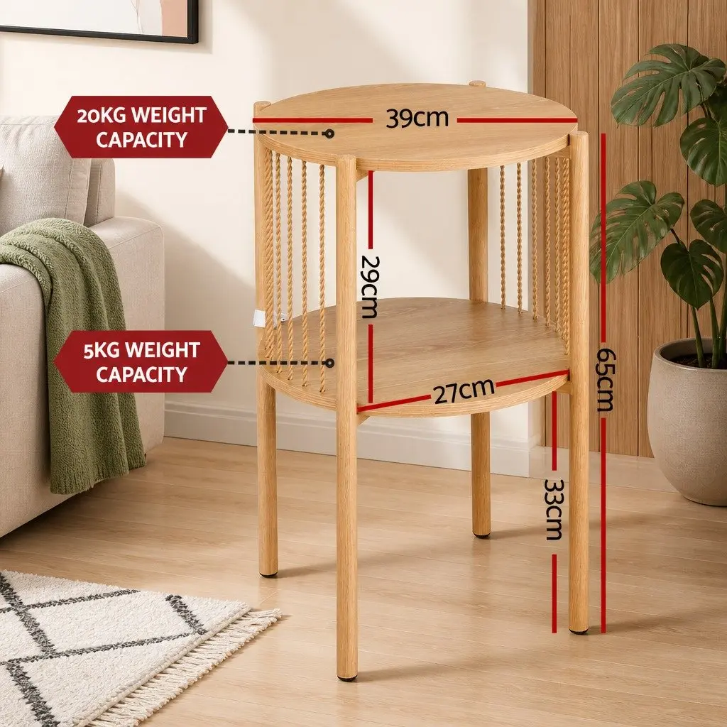 End Tables Coffee Table Set 2-Tier Round Wood Side Tables Living Room Furniture