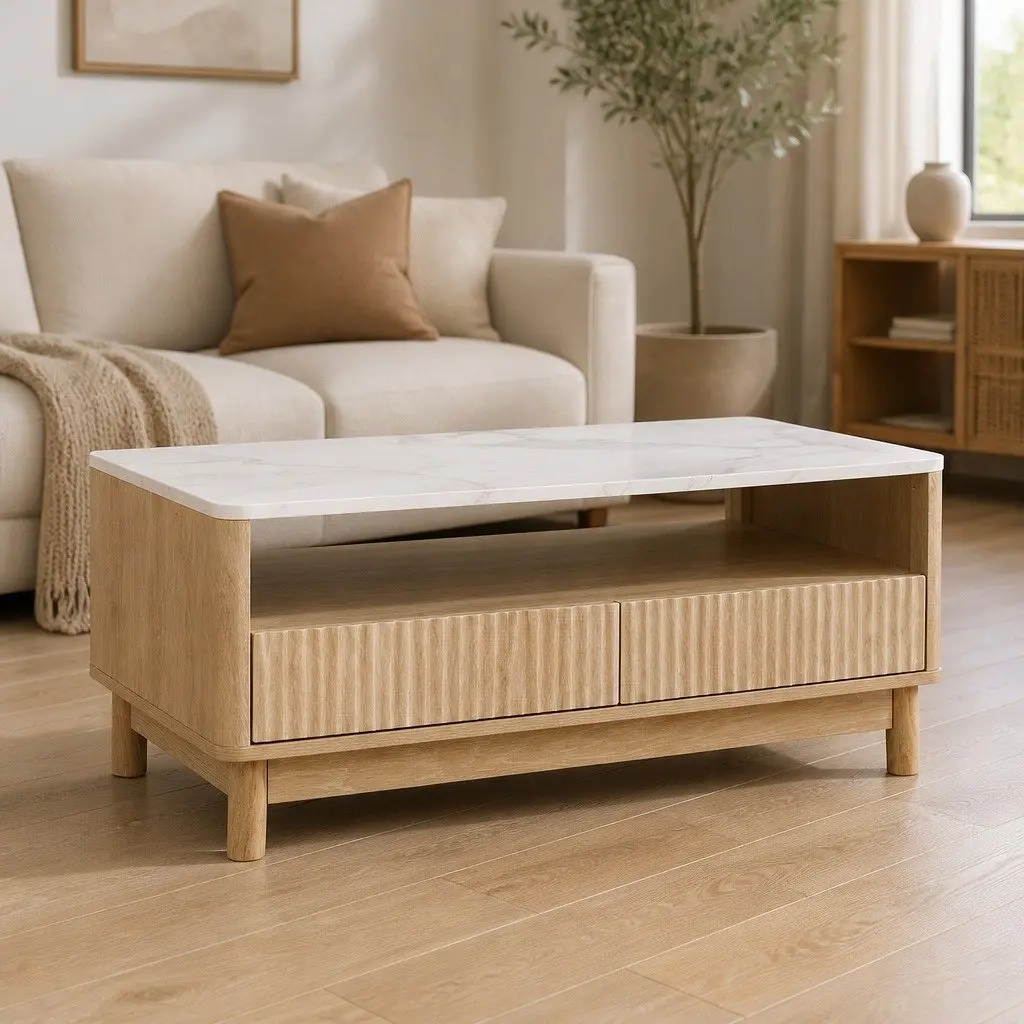 Coffee Table with Drawers for Living Room Spaces