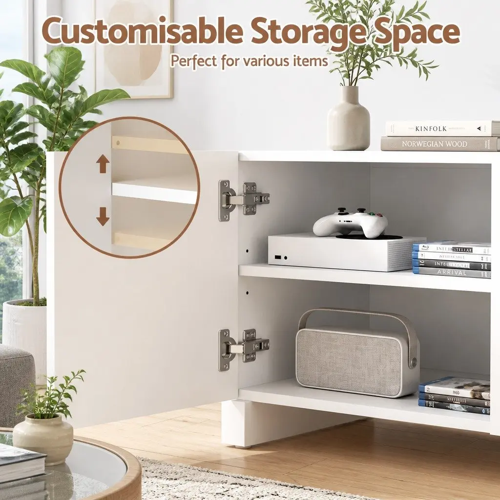 180cm White Storage Unit with Push Open for TV