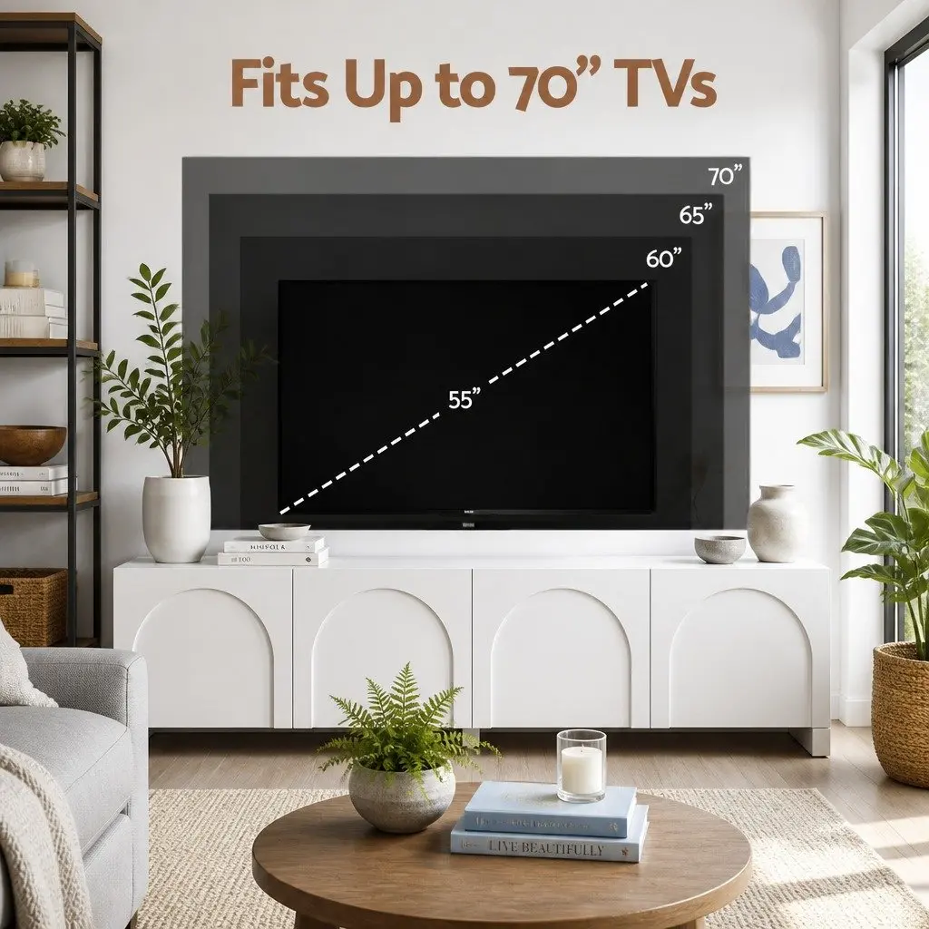 180cm White Storage Unit with Push Open for TV