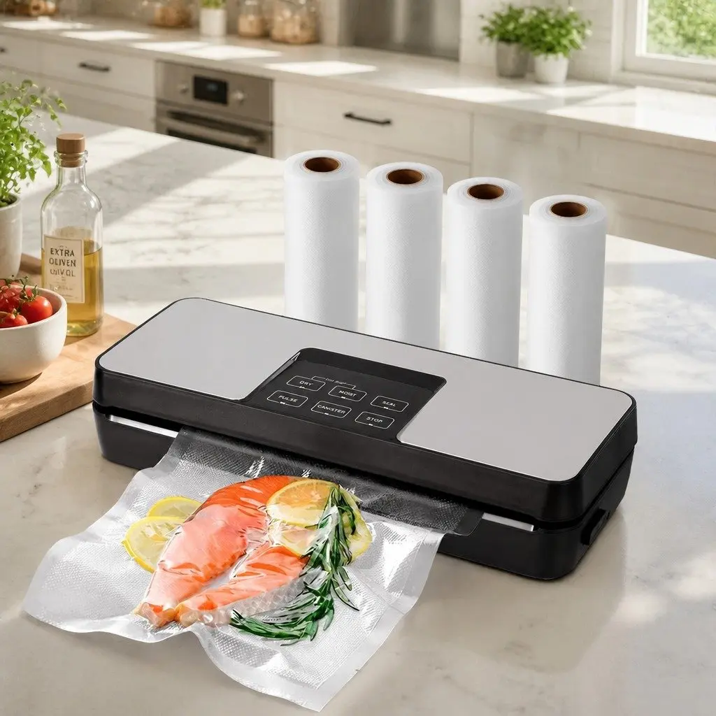 Food Vacuum Sealer Machine Auto Seal 5 Modes Cutter Storage Bags Household