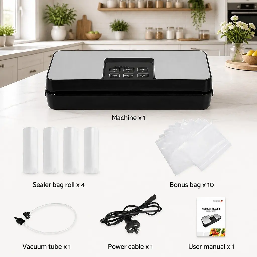 Food Vacuum Sealer Machine Auto Seal 5 Modes Cutter Storage Bags Household