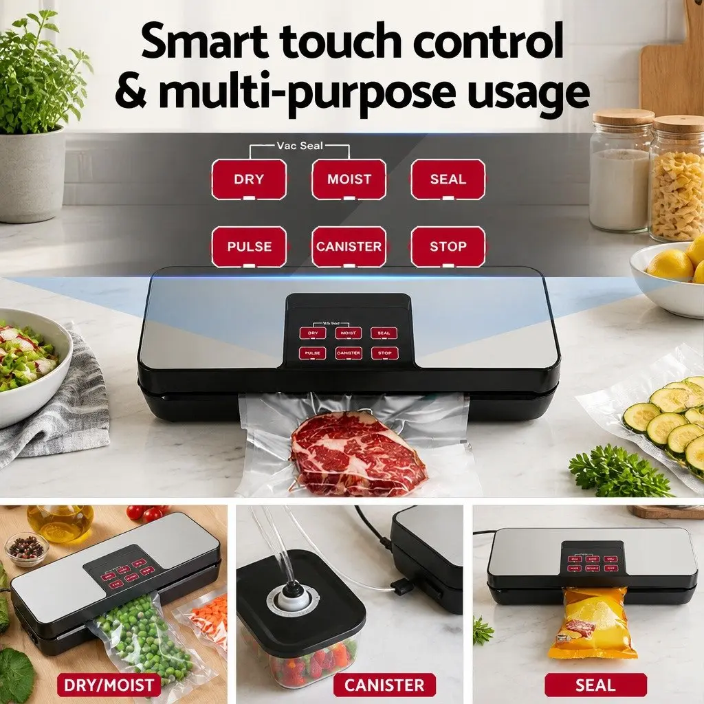 Food Vacuum Sealer Machine Auto Seal 5 Modes Cutter Storage Bags Household
