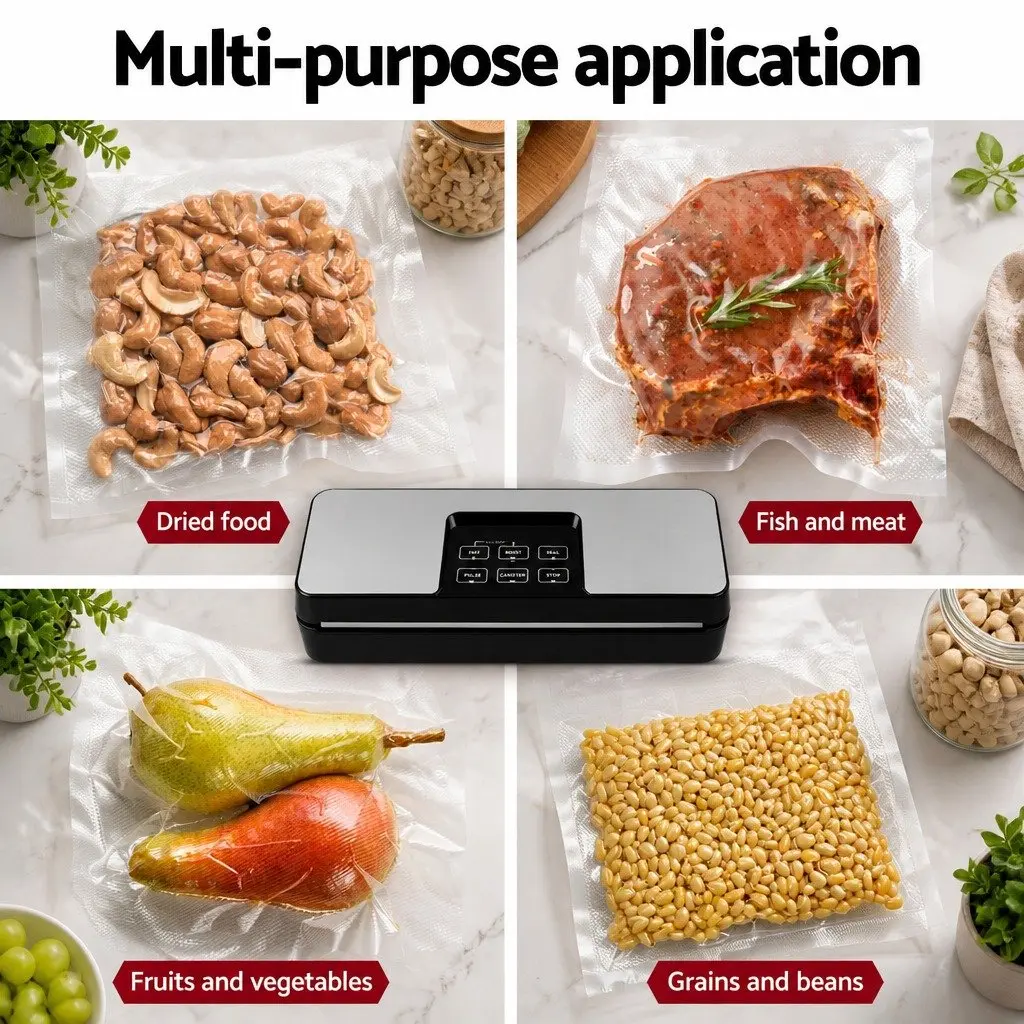 Food Vacuum Sealer Machine Auto Seal 5 Modes Cutter Storage Bags Household
