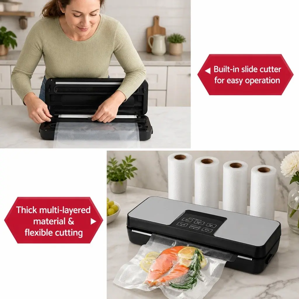 Food Vacuum Sealer Machine Auto Seal Built-in Cutter 5 Modes 4 Rolls Bags 28cm