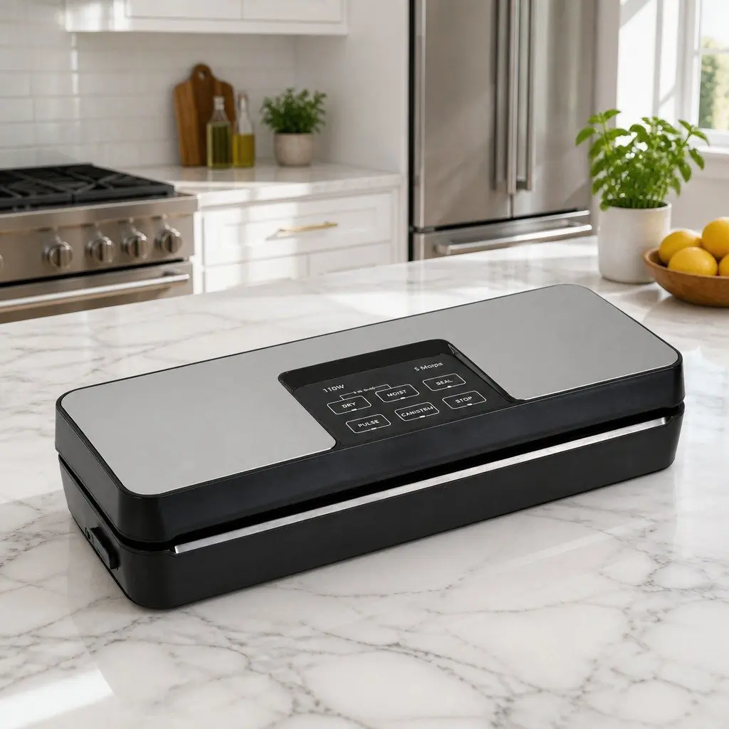 Food Vacuum Sealer Machine Silver Black 375x145x85mm Smart Touch Control 5 Modes