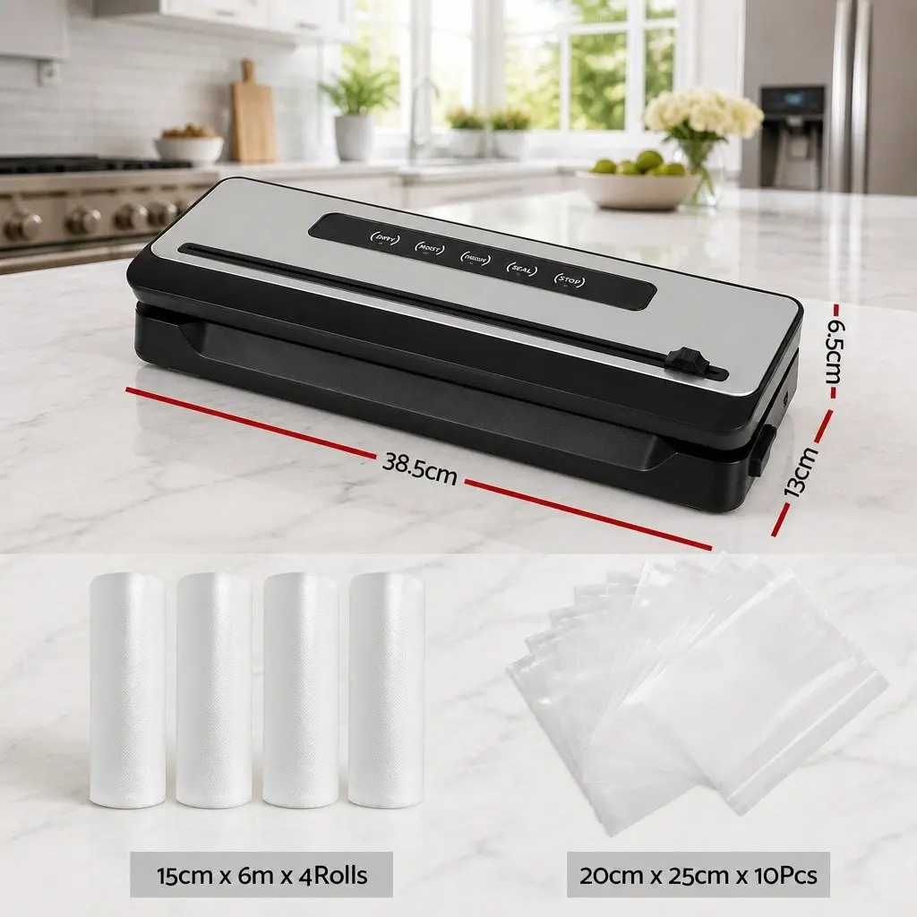 Food Vacuum Sealer Machine 110W Touch Control Cutter Dry Wet Canister Sealing