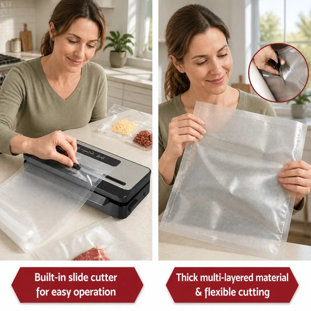 Food Vacuum Sealer Machine with Built-in Cutter 4 Bag Rolls Touch Control