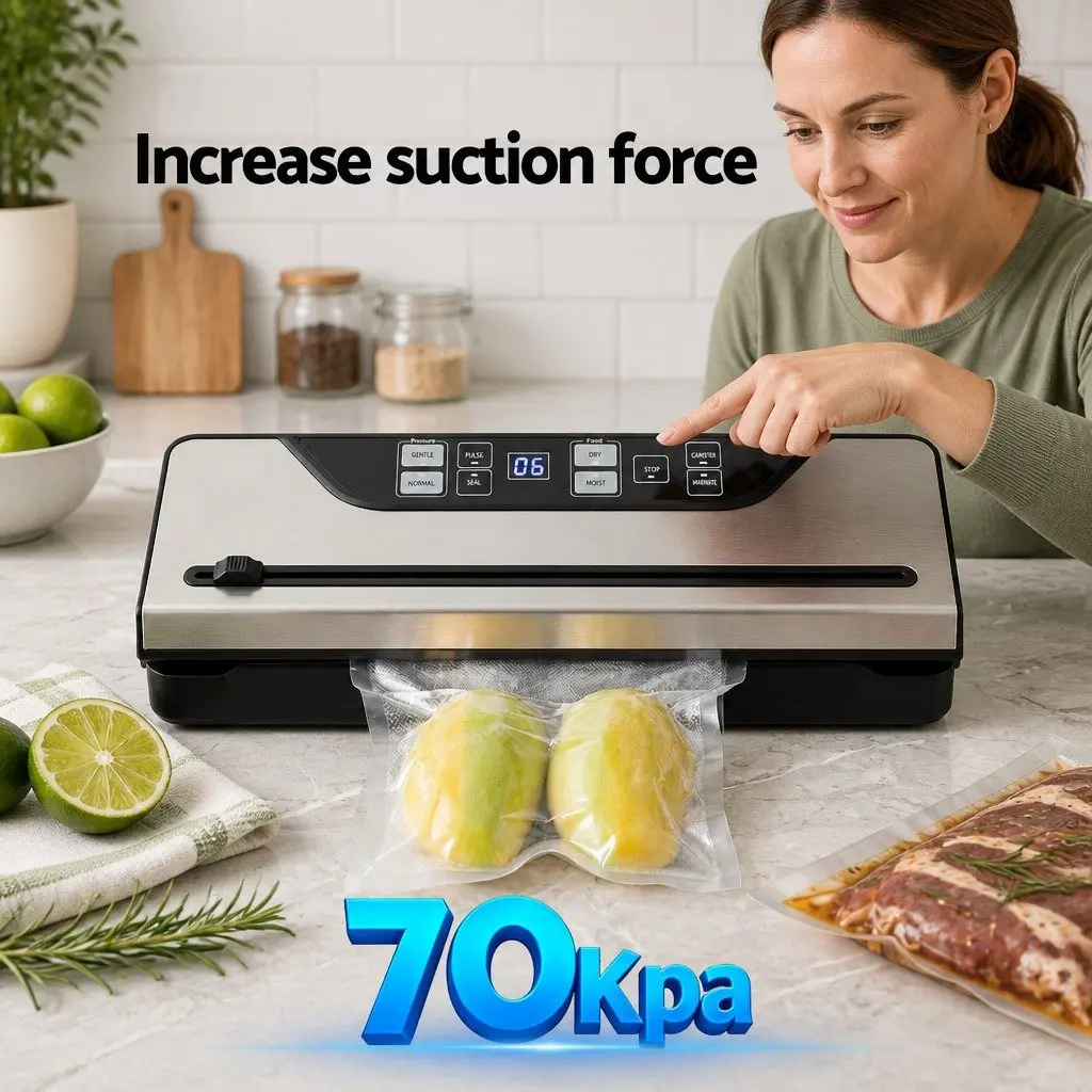 Food Vacuum Sealer Machine Black 32cm 9 Modes Auto Seal Marinate Function