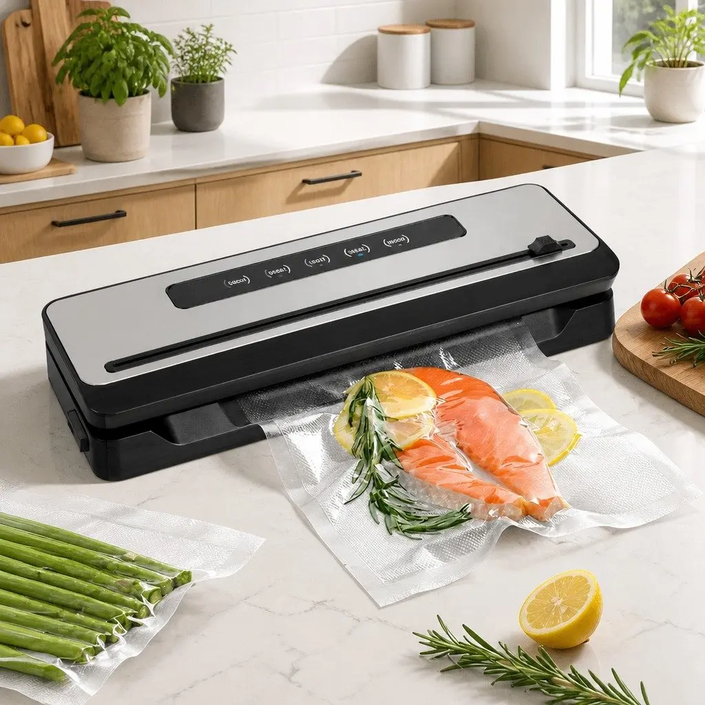 Food Vacuum Sealer Machine 110W Kitchen Storage Sealing Cutter Bags Black