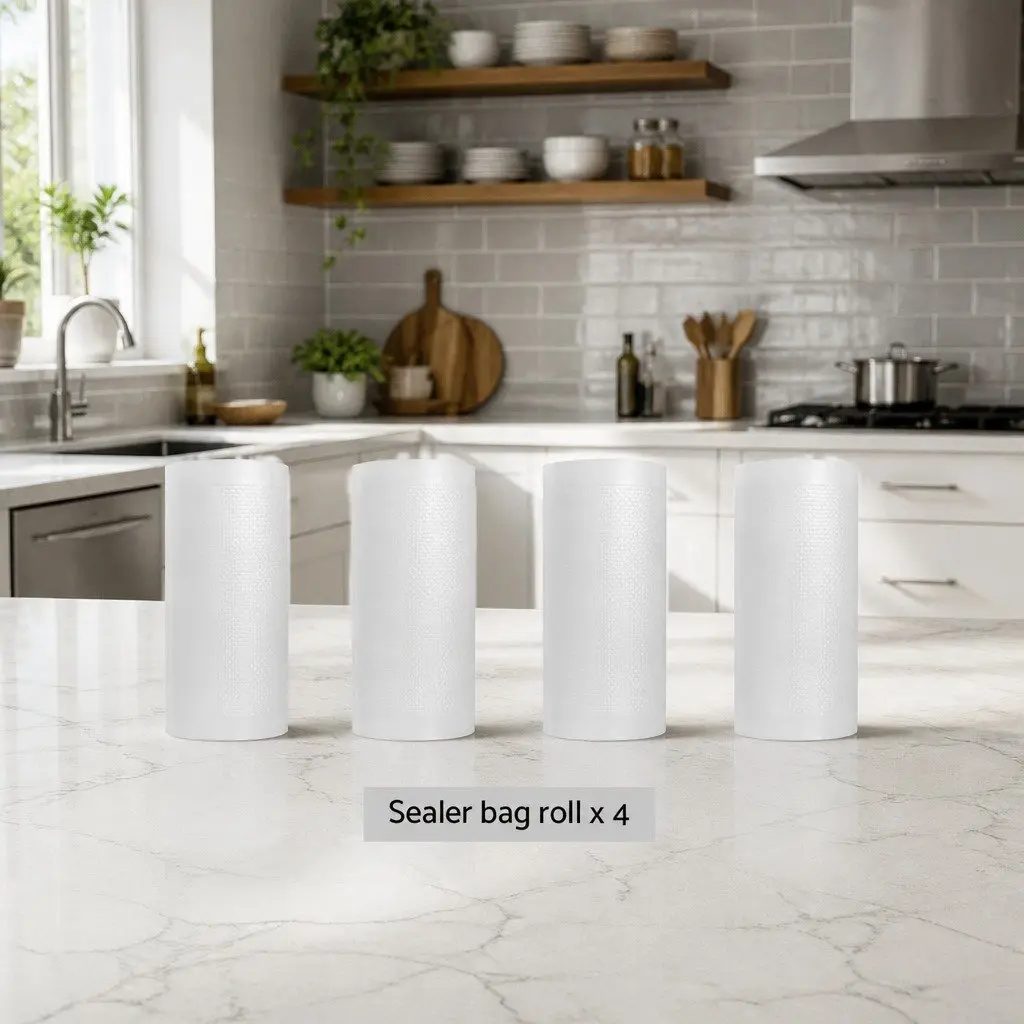 Food Vacuum Sealer Bags Storage Roll 15cm x 6m Heat Sealing Pack of 4