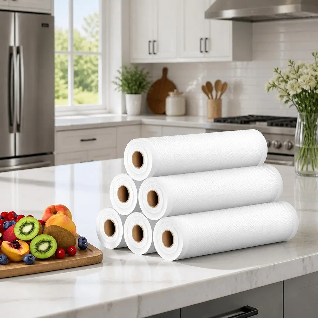 Food Vacuum Sealer Bags 28cm x 6m Roll Storage Fresh Keeping Kitchen Pack of 6