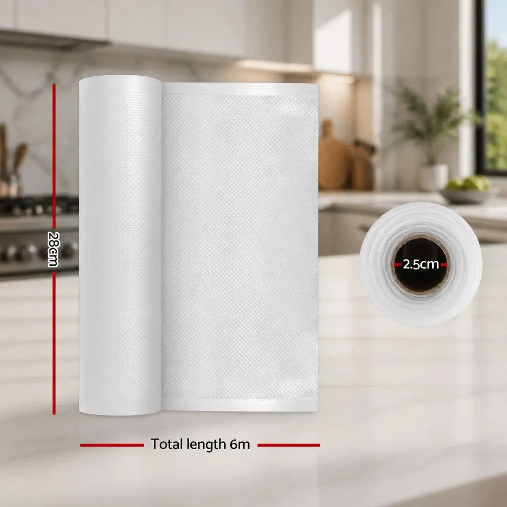 Food Vacuum Sealer Bags 10 Rolls Storage Heat Seal Free Cut Kitchen 28cmx6m