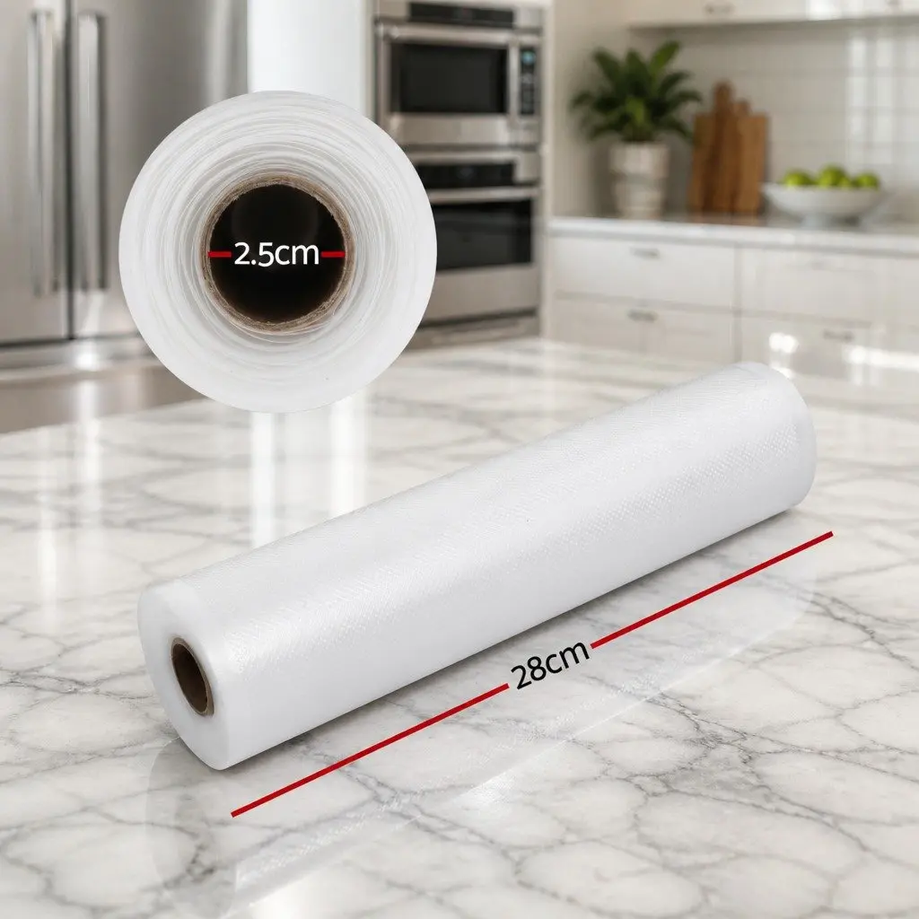 Vacuum Sealer Bags Transparent 28cm x 6m 2 Rolls Heat Sealing Storage Saver