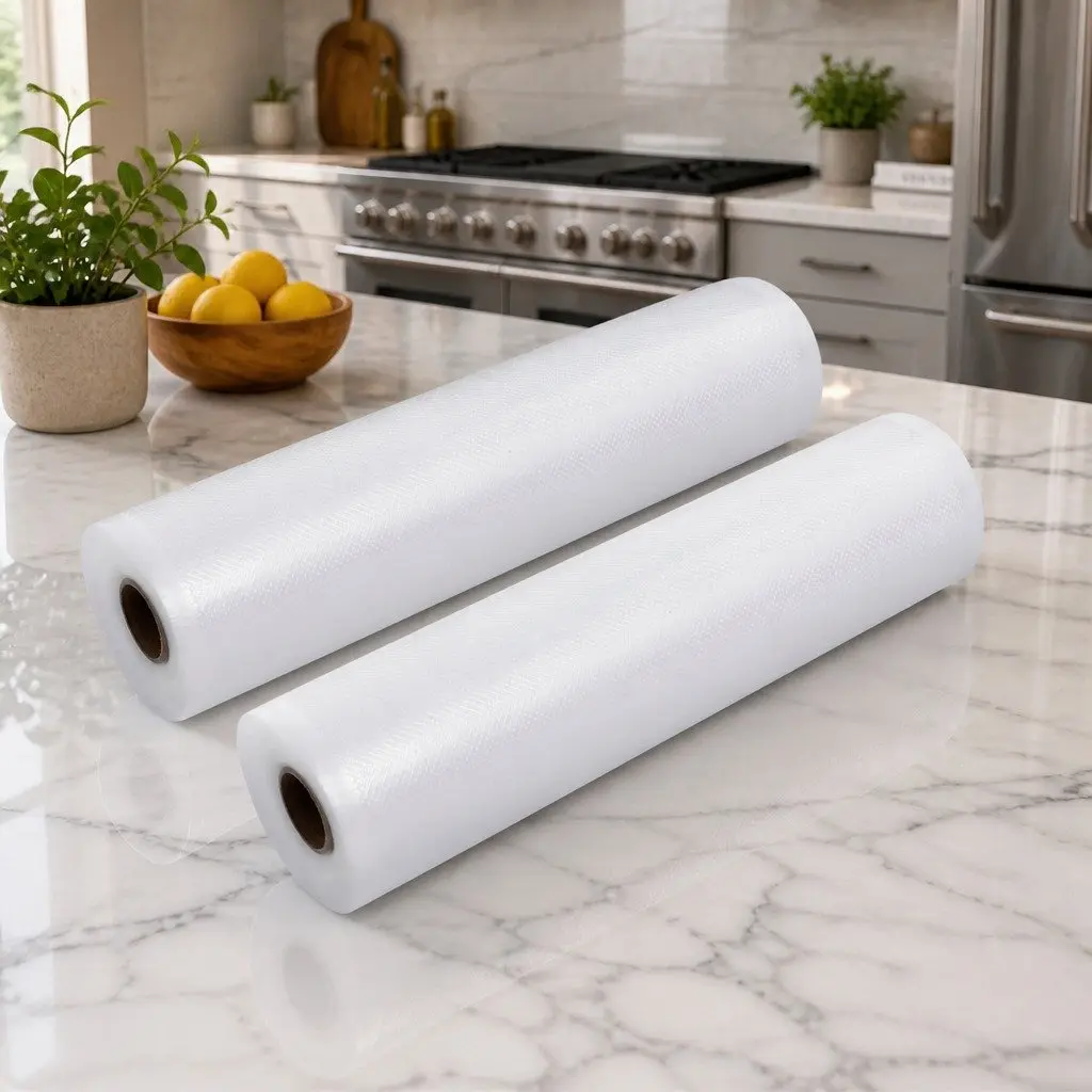 Vacuum Sealer Bags Transparent 28cm x 6m 2 Rolls Heat Sealing Storage Saver