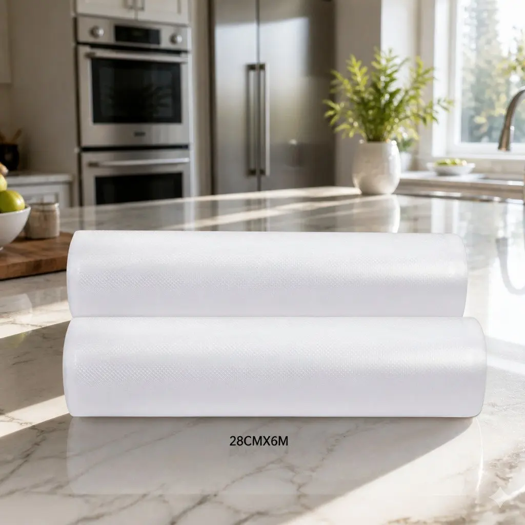 Vacuum Sealer Bags Transparent 28cm x 6m 2 Rolls Heat Sealing Storage Saver
