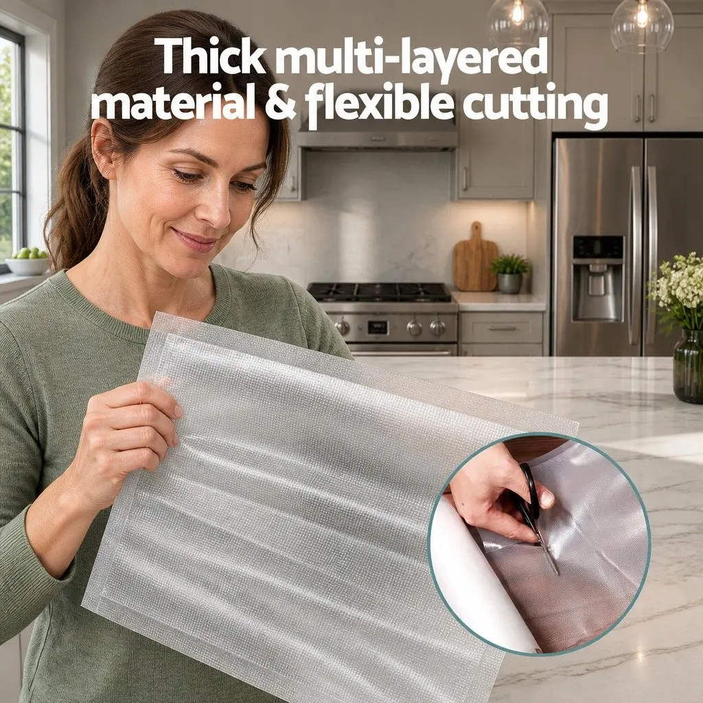 Vacuum Sealer Bags Transparent 28cm x 6m 2 Rolls Heat Sealing Storage Saver