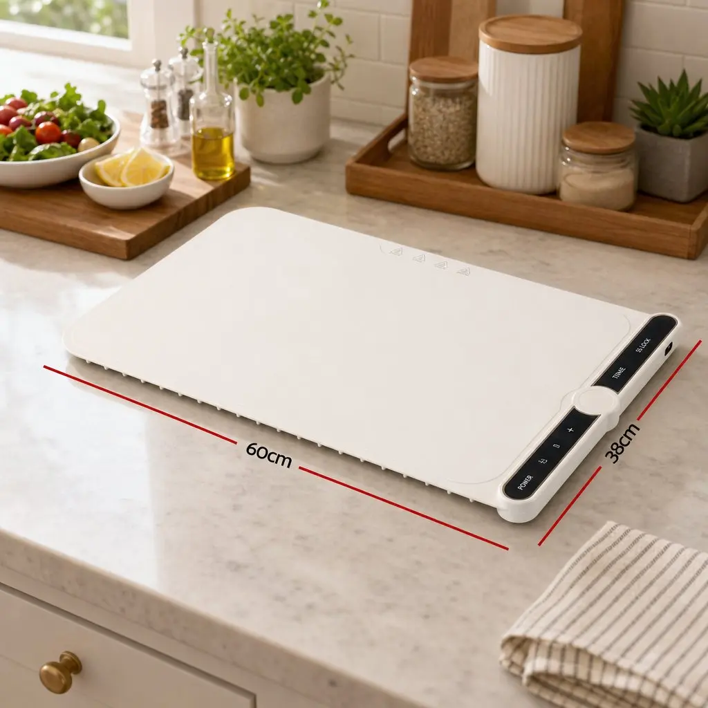 Electric Food Warming Mat 60 x 38cm Countertop Warmer Tray 9 Heat Levels Timer