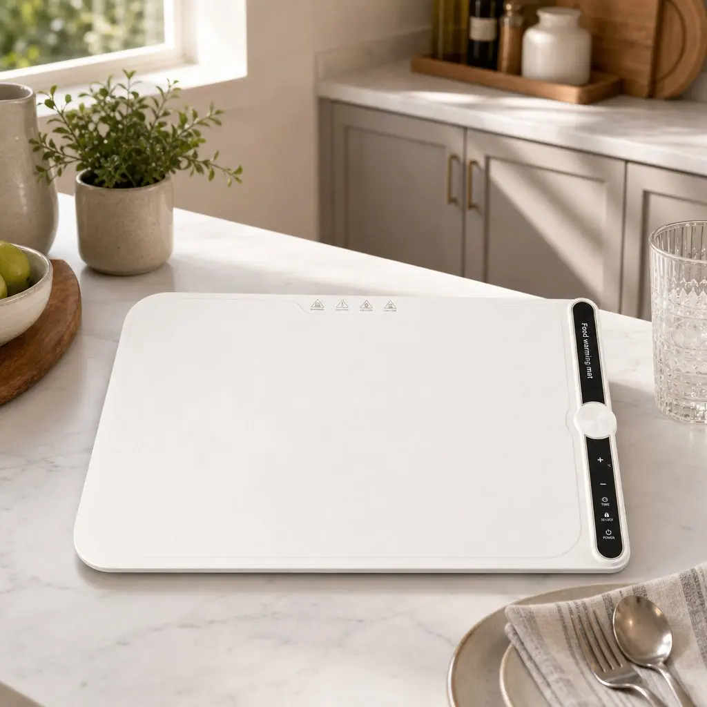 Electric Food Warming Mat 60 x 38cm Countertop Warmer Tray 9 Heat Levels Timer