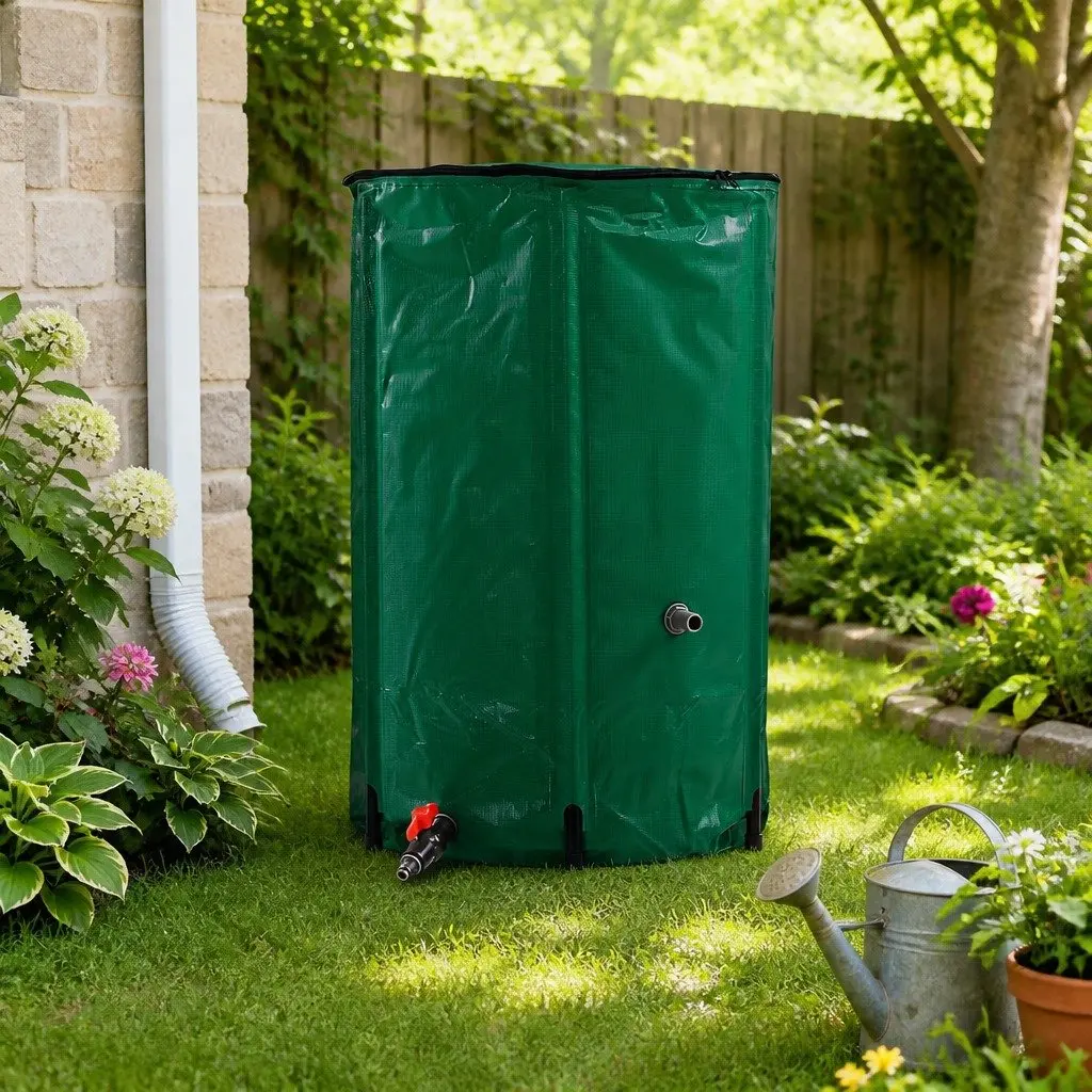 Collapsible Water Tank Green 250L Large Capacity with Mesh Filter and Water Tap