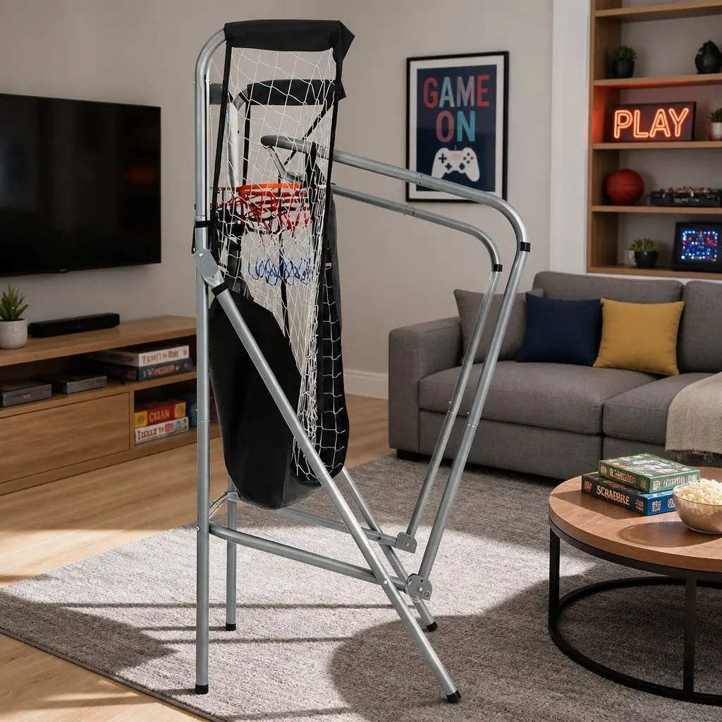 Basketball Shooting Machine Silver 205cm Electronic Scorer 8 Game Modes