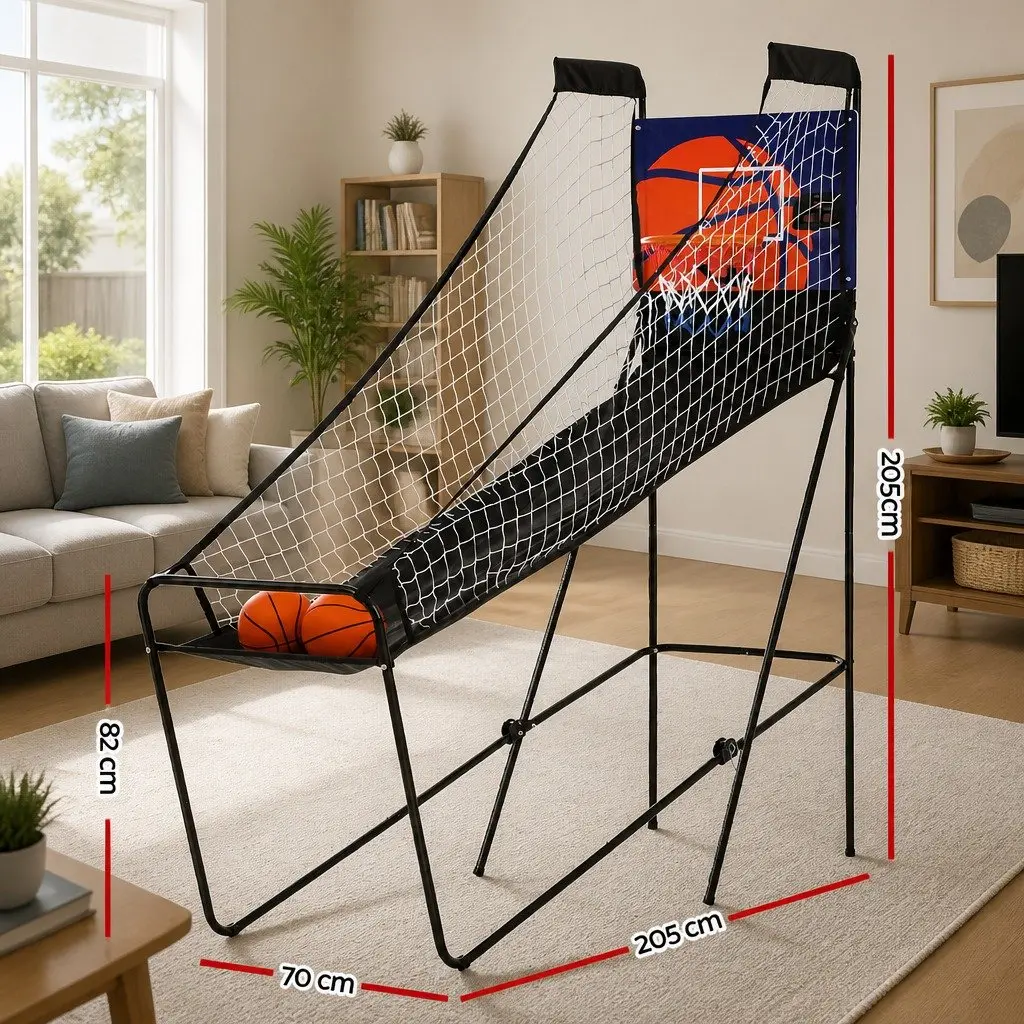 Basketball Shooting Machine Black Portable Indoor Outdoor Electronic Scorer Dual Player 8 Games
