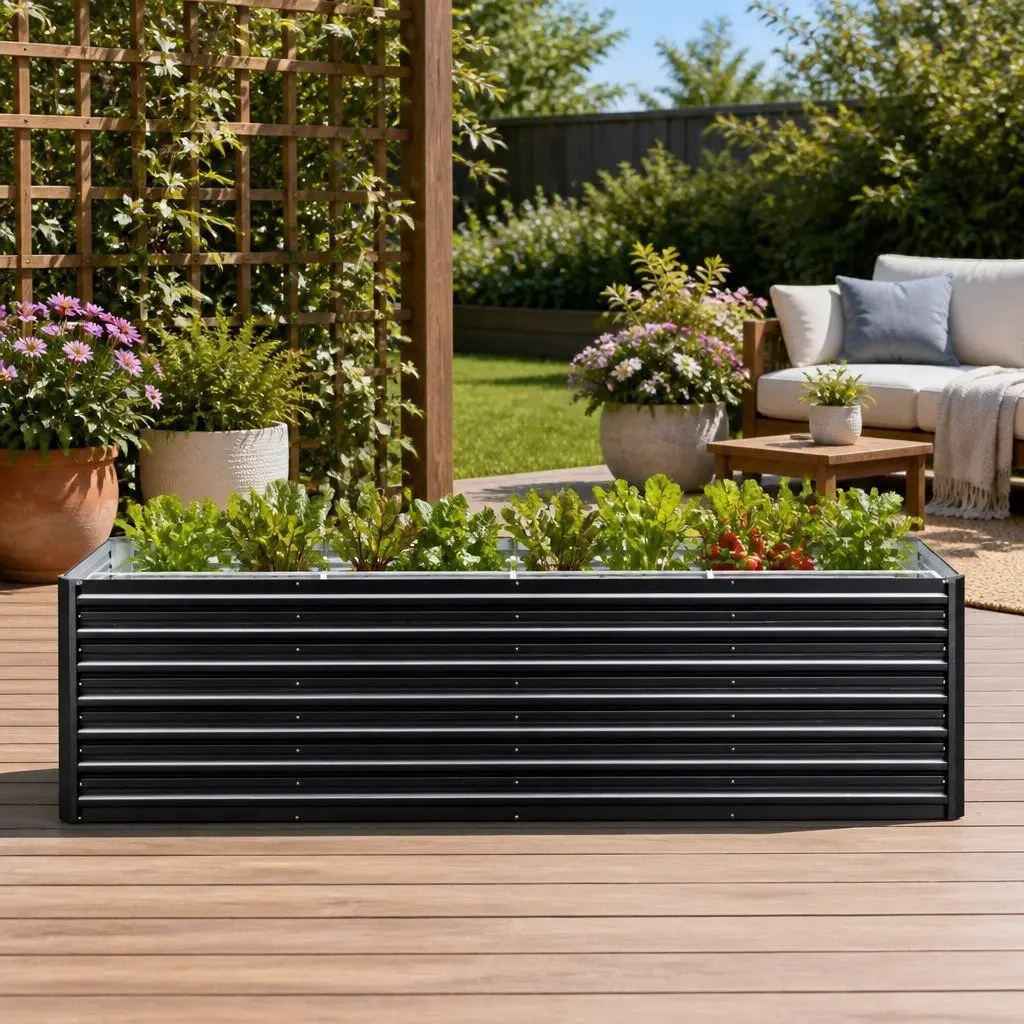 Raised Garden Bed 240cm Galvanised Steel Planter Box 77cm Height Vegetable