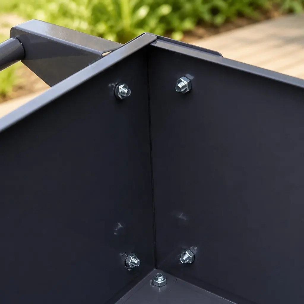 Raised Garden Bed Aluminium Grey 100x40x80cm Mobile Elevated Planter Box on Wheels