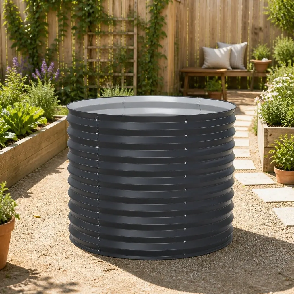 Raised Garden Bed Aluminium Grey 80x68cm Galvanized Steel Construction Weather Resistant