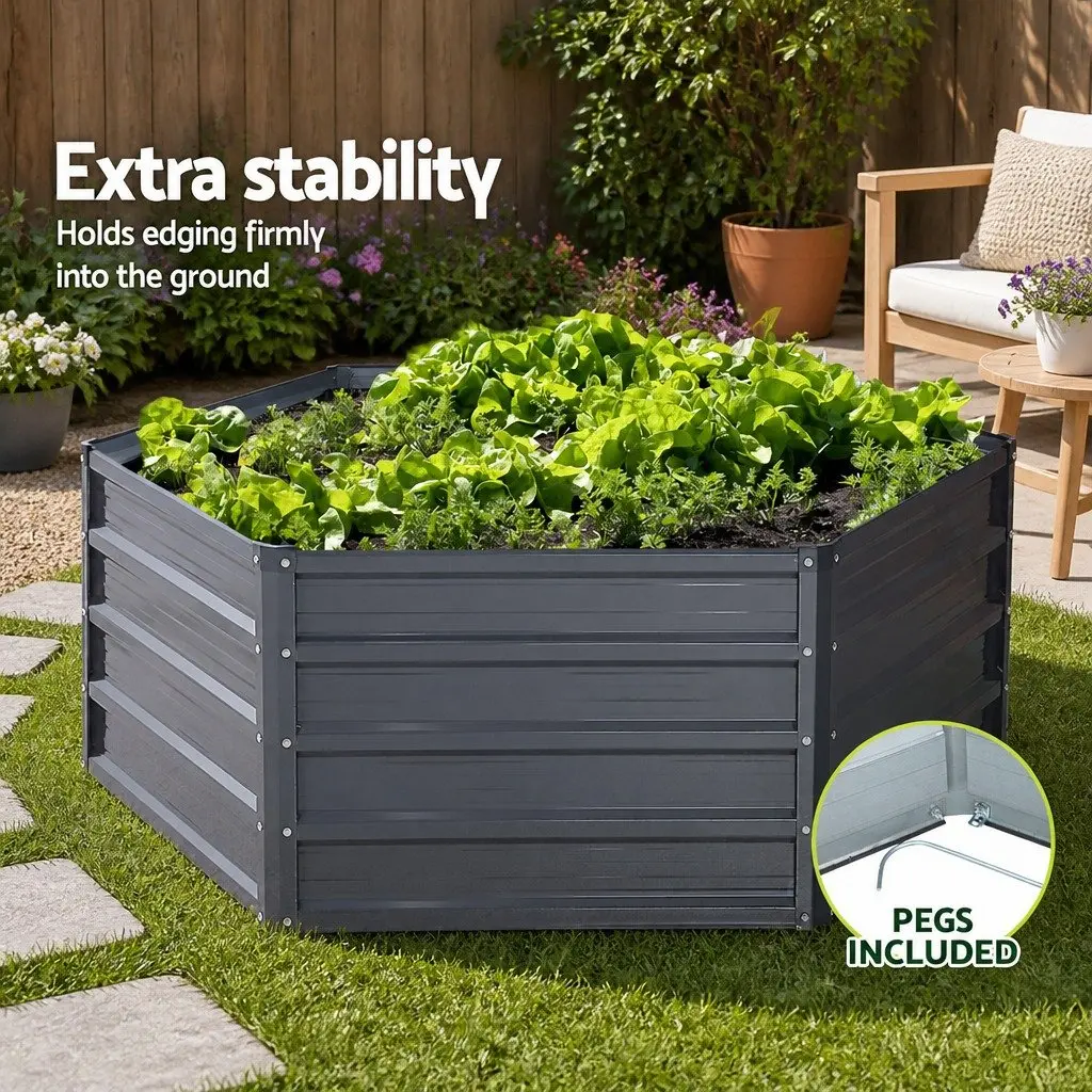 Raised Garden Bed Aluminium Grey 130x130x46cm Galvanised Steel Container 2 Pack