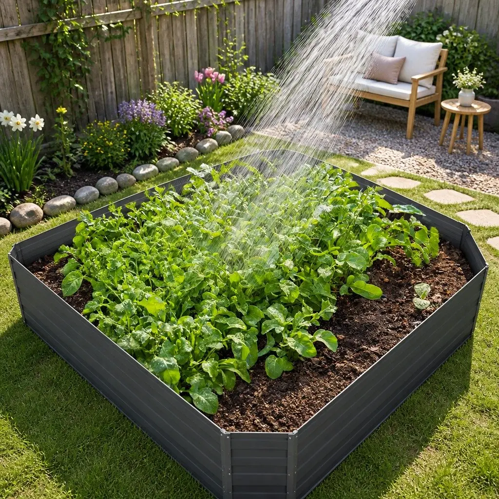 Raised Garden Bed Aluminium Grey 130x130x46cm Galvanised Steel Container 2 Pack