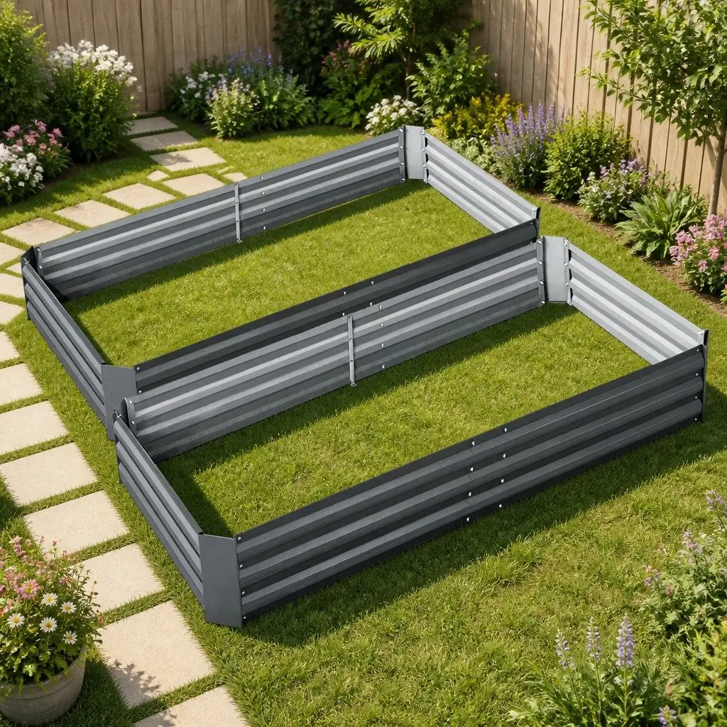 Garden Bed Aluminium Grey 210x90cm Galvanised Steel Raised Planter Box