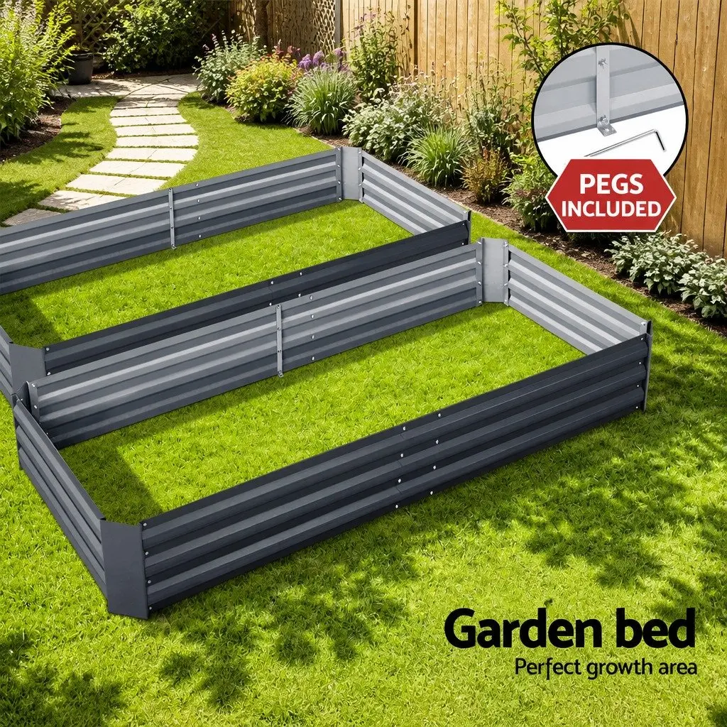 Garden Bed Aluminium Grey 210x90cm Galvanised Steel Raised Planter Box