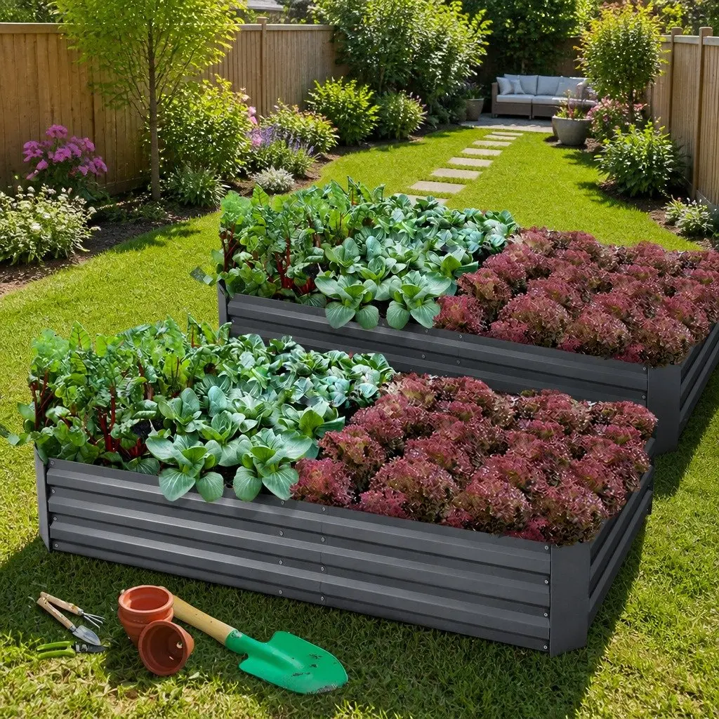 Garden Bed Aluminium Grey 210x90cm Galvanised Steel Raised Planter Box