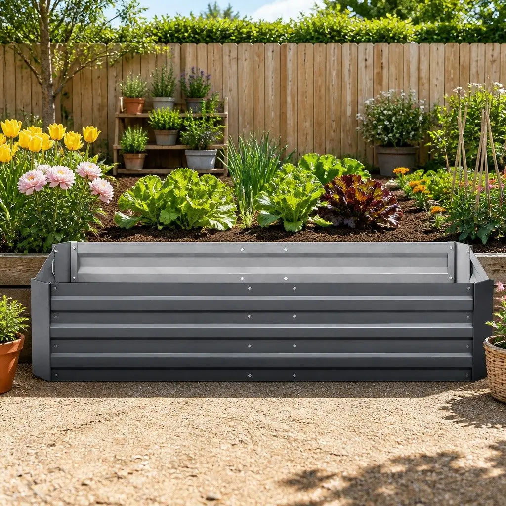 Raised Garden Bed 150x90cm Planter Box Container Galvanised Steel Vegetable Herb