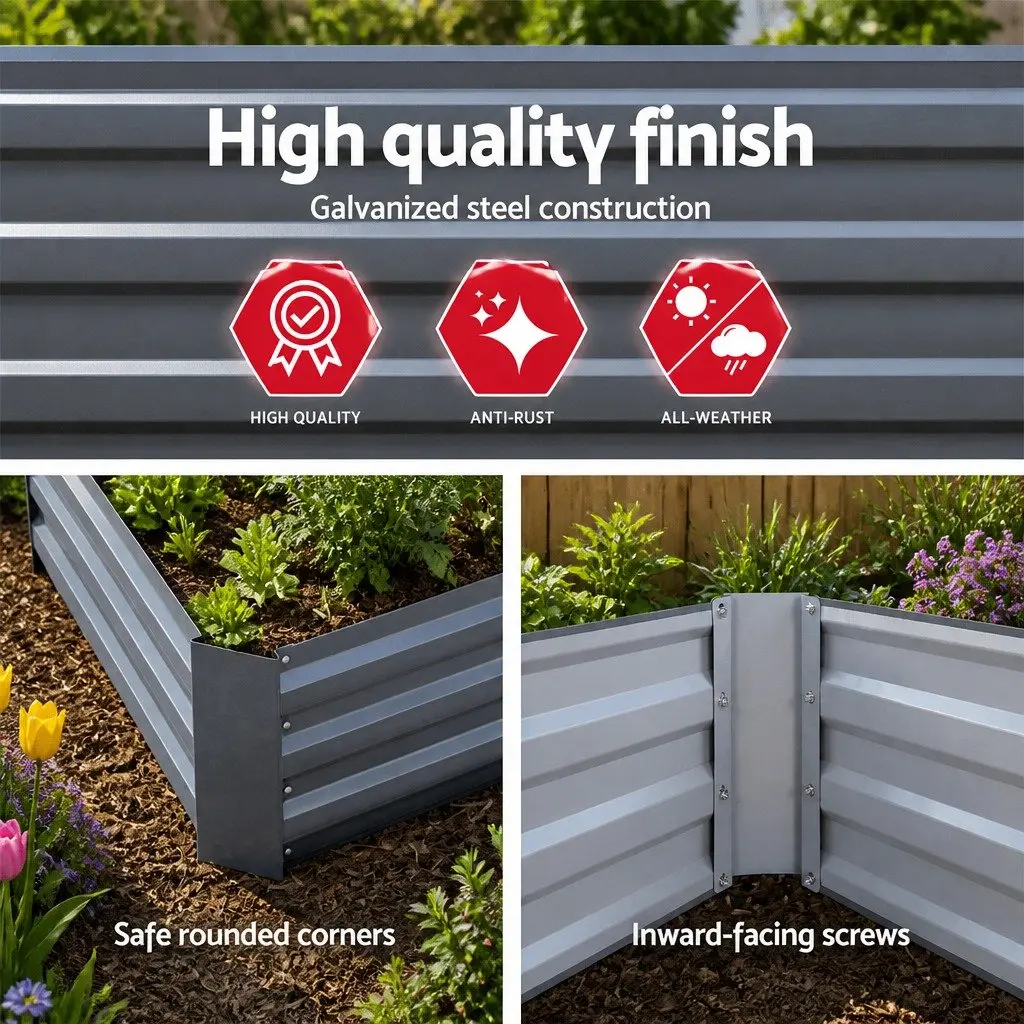 Raised Garden Bed 150x90cm Planter Box Container Galvanised Steel Vegetable Herb