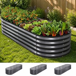 Compact 3-Pack Galvanized Garden Bed Set