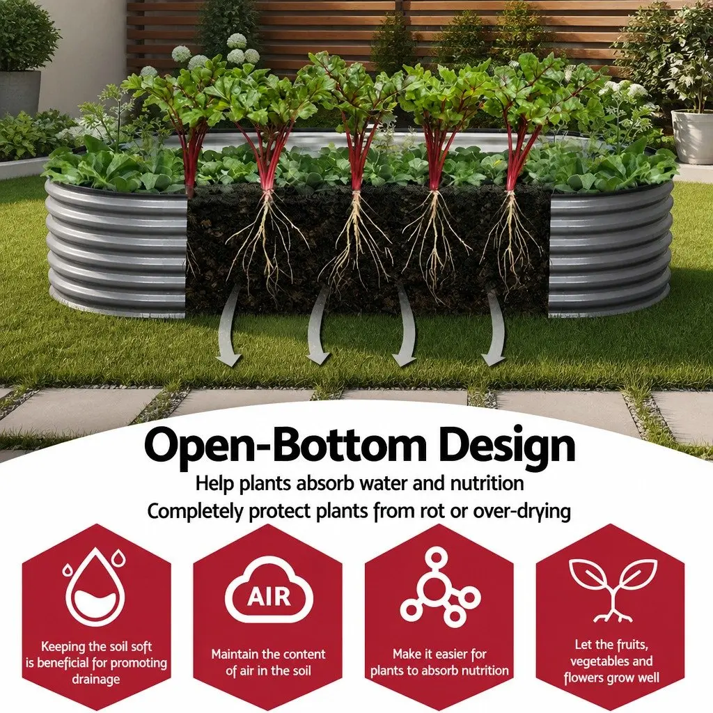 Raised Garden Bed Kit Aluminium Grey 240x80x42cm Heavy-duty Galvanized Steel Planter Boxes