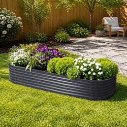 Compact Galvanised Steel Raised Garden Bed 240x80x42cm