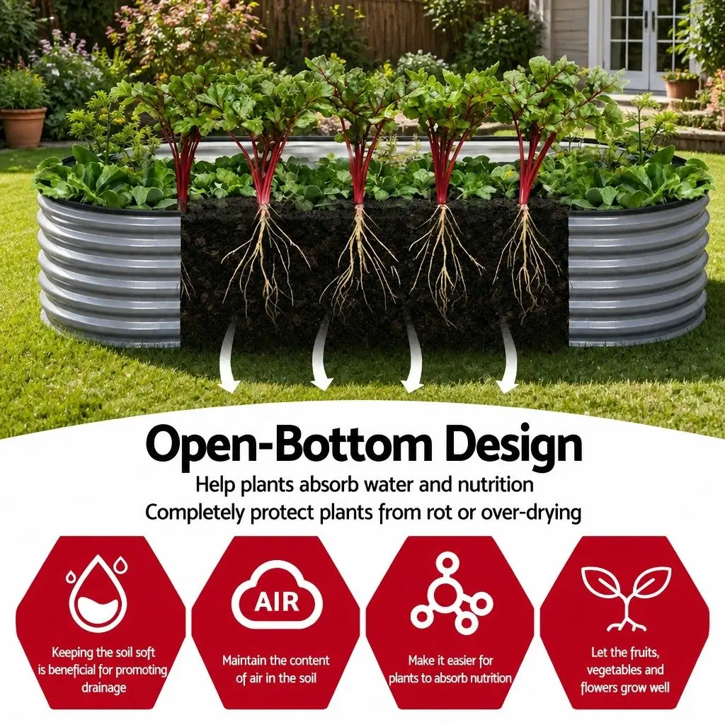 Raised Garden Bed Kit Aluminium Grey 320x80x42cm Galvanized Steel Planter Boxes