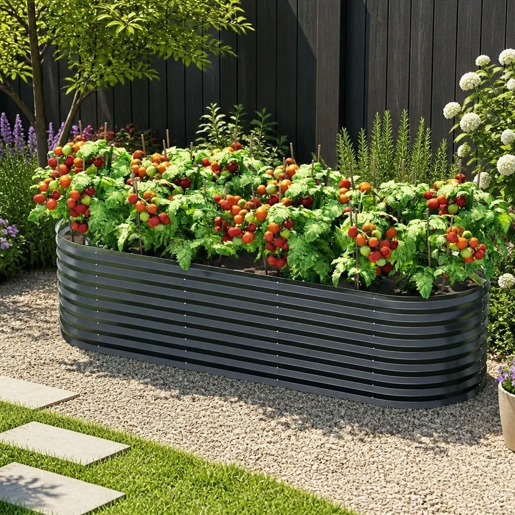 Oval Raised Garden Bed 240cm x 80cm