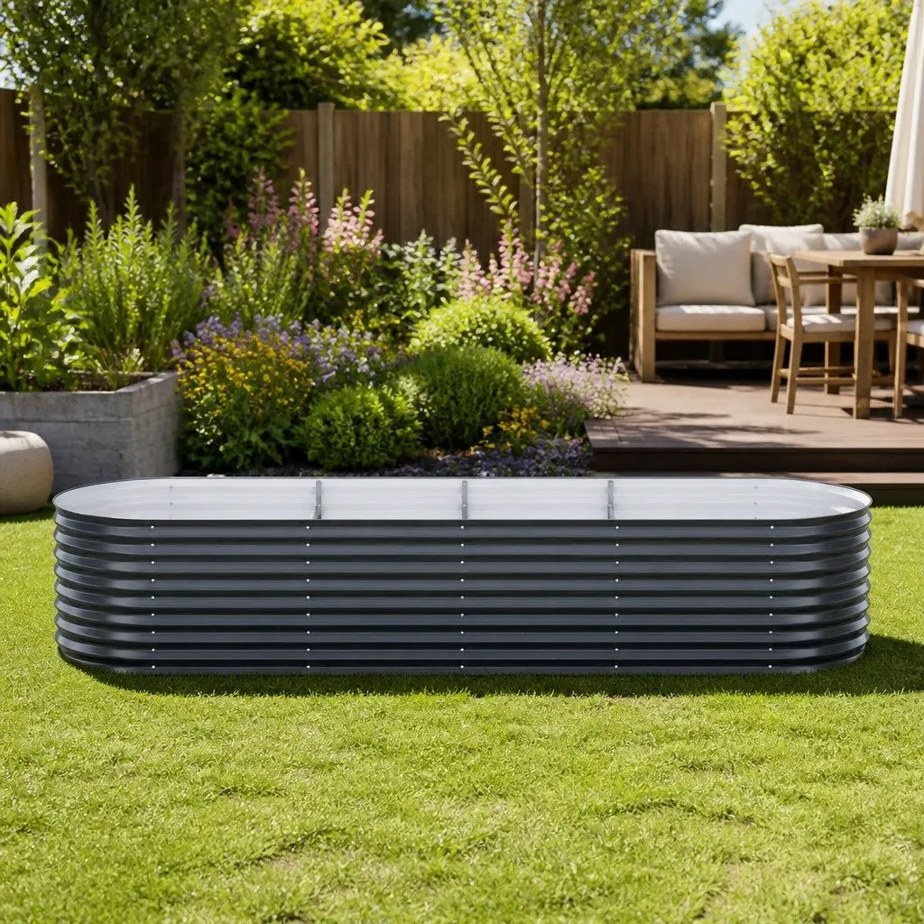 Galvanised Steel Planter Box 320x80x56cm
