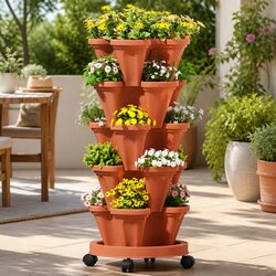 5-Tier Stackable Planter with Drainage System Indoor Outdoor Garden Herbs