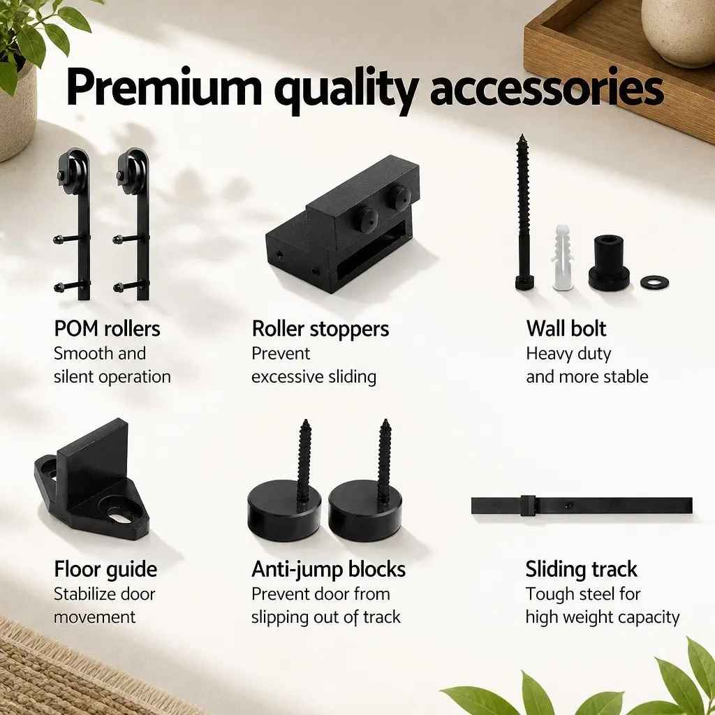 Black Steel Sliding Barn Door Hardware Track Set