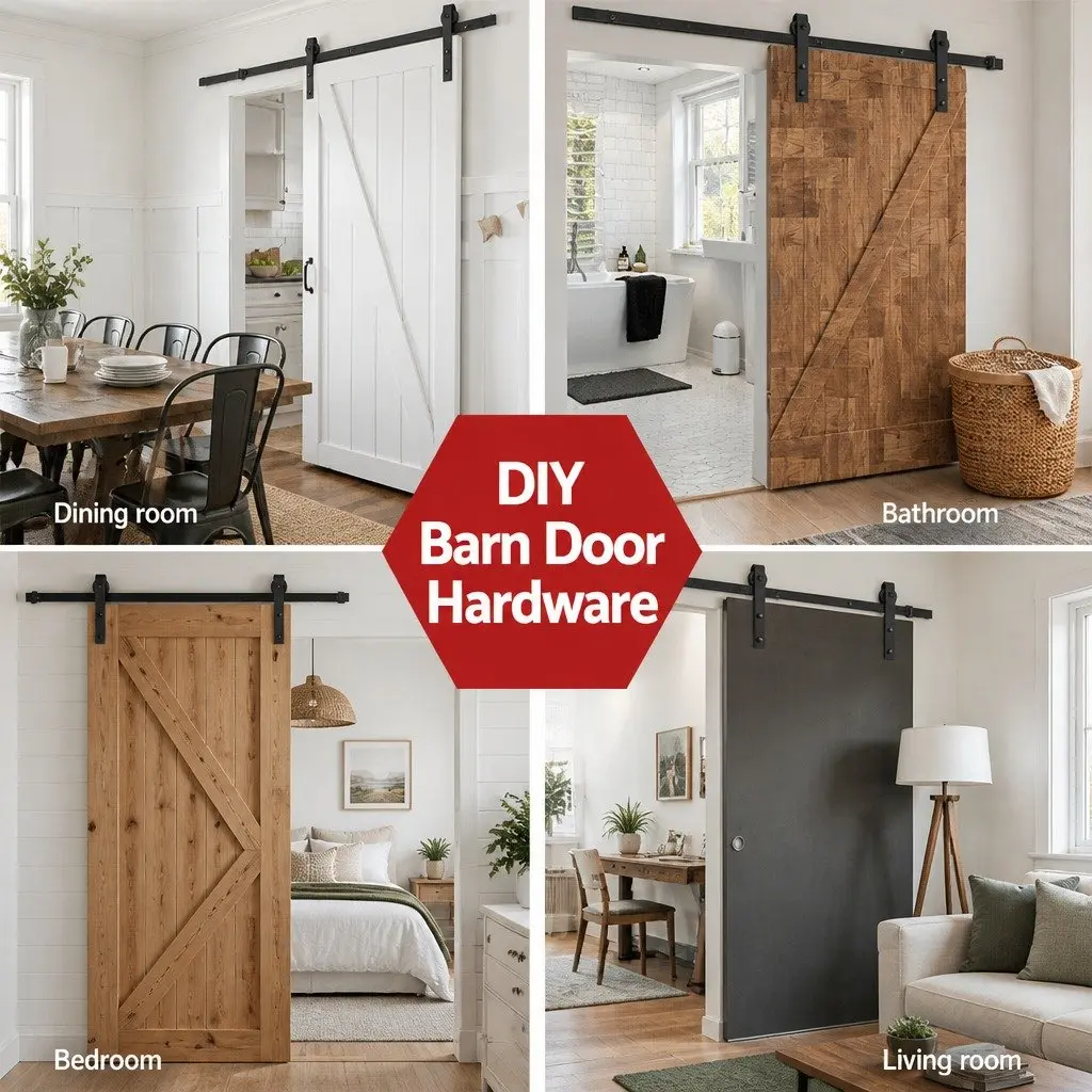 Black Steel Sliding Barn Door Hardware Track Set